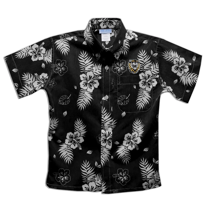 Youth Vive La Fete  Black Fort Hays State Tigers Hawaiian Print Button-Down Shirt