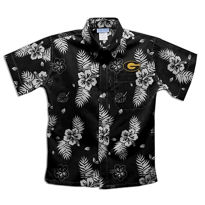 Youth Vive La Fete  Black Grambling Tigers Hawaiian Print Button-Down Shirt