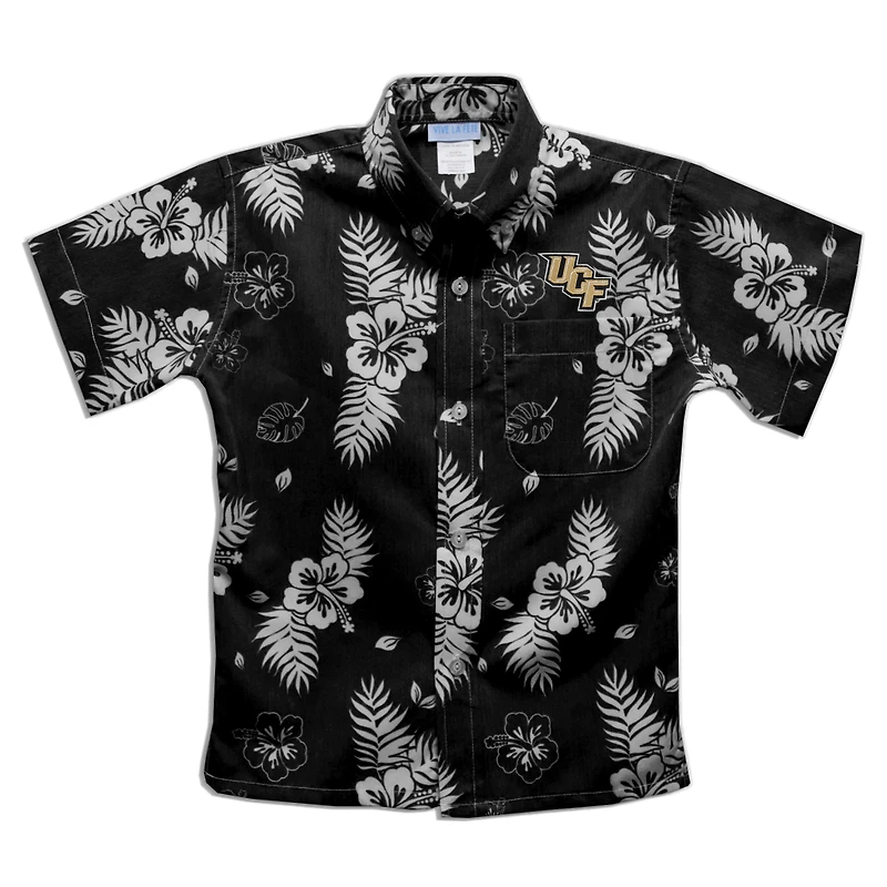 Youth Vive La Fete  Black UCF Knights Hawaiian Print Button-Down Shirt