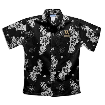 Youth Vive La Fete  Black Wofford Terriers Hawaiian Print Button-Down Shirt