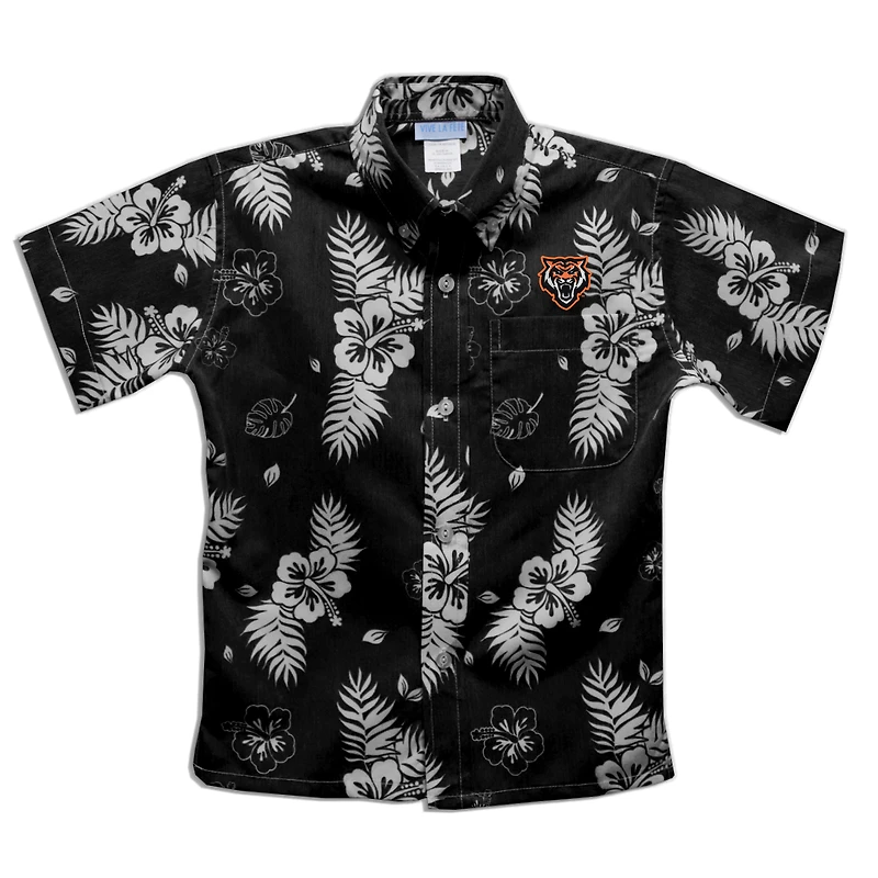 Youth Vive La Fete  Black Idaho State Bengals Hawaiian Print Button-Down Shirt