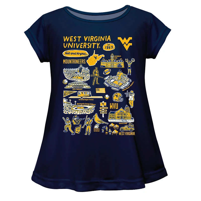 Girls Toddler Vive La Fete  Navy West Virginia Mountaineers Impressions Artwork A-Line Top