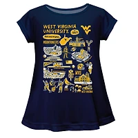 Girls Toddler Vive La Fete  Navy West Virginia Mountaineers Impressions Artwork A-Line Top