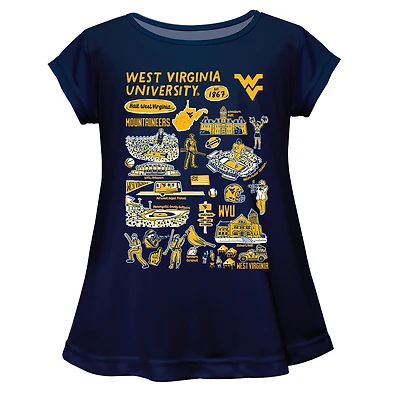 Girls Toddler Vive La Fete  Navy West Virginia Mountaineers Impressions Artwork A-Line Top