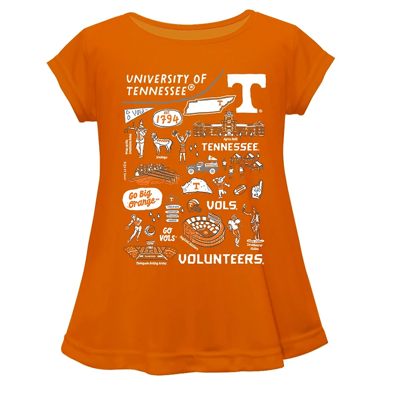 Girls Youth Vive La Fete Orange Tennessee Volunteers Impressions Artwork A-Line Top