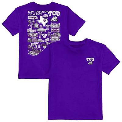 Toddler Vive La Fete Purple TCU Horned Frogs Impressions Artwork T-Shirt