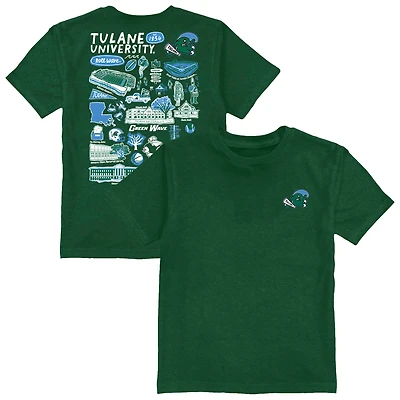 Toddler Vive La Fete Green Tulane Green Wave Impressions Artwork T-Shirt