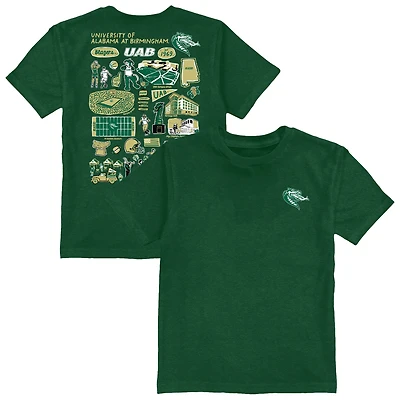 Toddler Vive La Fete Green UAB Blazers Impressions Artwork T-Shirt