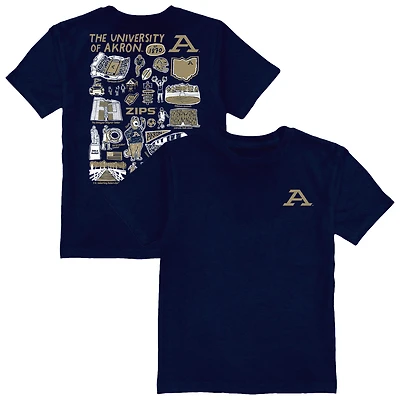 Youth Vive La Fete  Navy Akron Zips Impressions Artwork T-Shirt