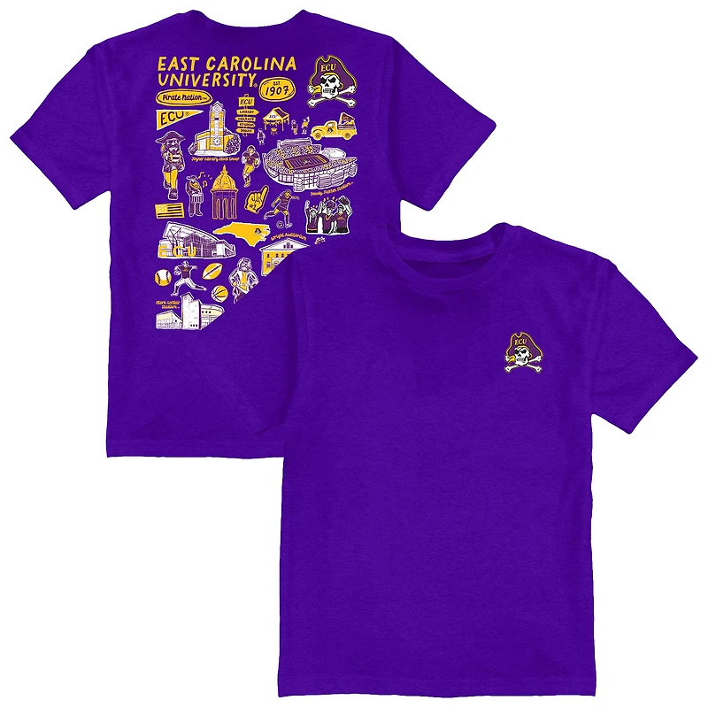 Youth Vive La Fete  Purple ECU Pirates Impressions Artwork T-Shirt