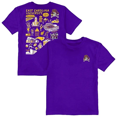 Youth Vive La Fete  Purple ECU Pirates Impressions Artwork T-Shirt
