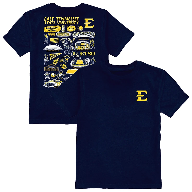 Youth Vive La Fete Navy ETSU Buccaneers Impressions Artwork T-Shirt