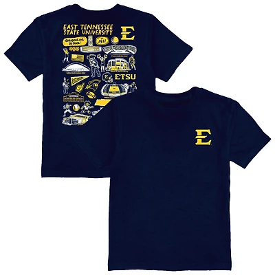 Youth Vive La Fete  Navy ETSU Buccaneers Impressions Artwork T-Shirt
