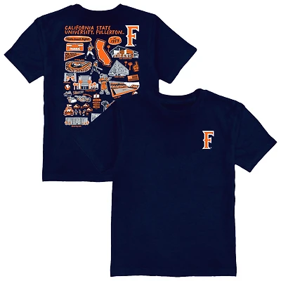 Youth Vive La Fete  Navy Cal State Fullerton Titans Impressions Artwork T-Shirt