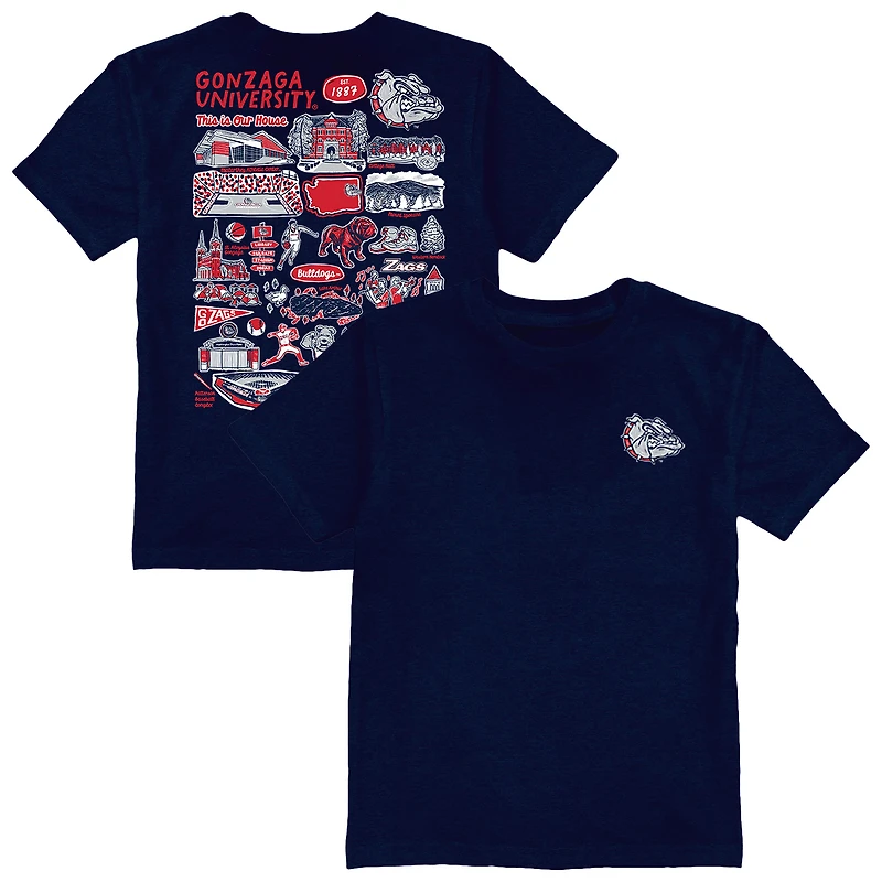 Youth Vive La Fete Navy Gonzaga Bulldogs Impressions Artwork T-Shirt