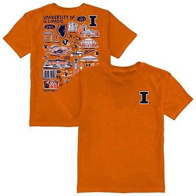 Youth Vive La Fete Orange Illinois Fighting Illini Impressions Artwork T-Shirt
