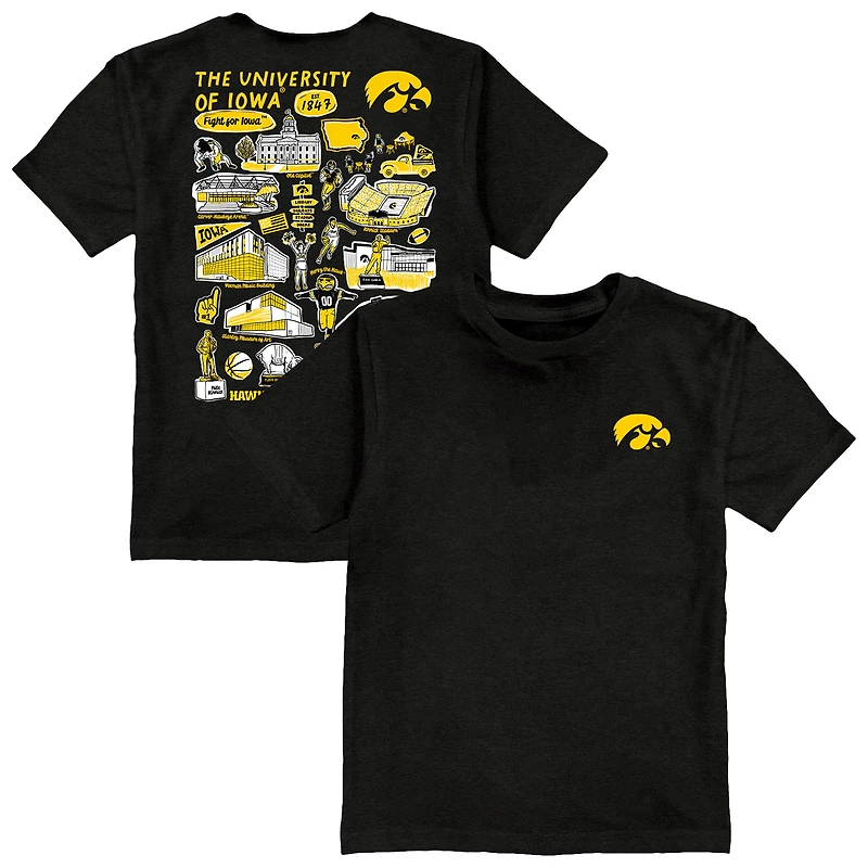 Youth Vive La Fete Black Iowa Hawkeyes Impressions Artwork T-Shirt