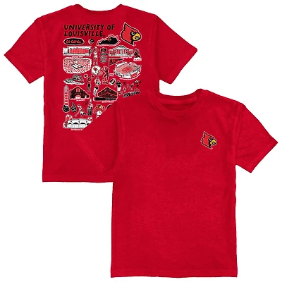 Youth Vive La Fete Red Louisville Cardinals Impressions Artwork T-Shirt