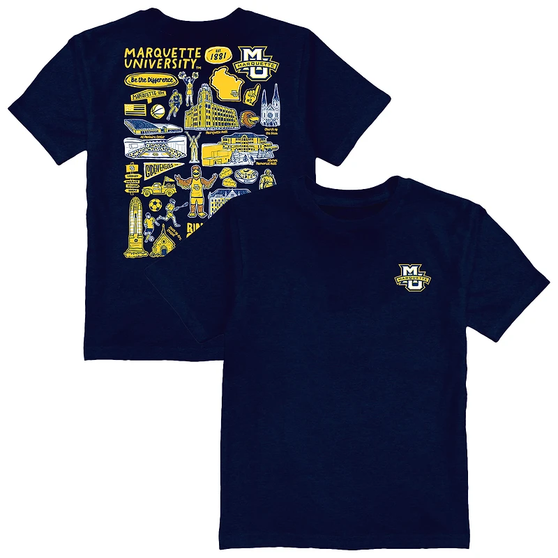 Youth Vive La Fete Navy Marquette Golden Eagles Impressions Artwork T-Shirt