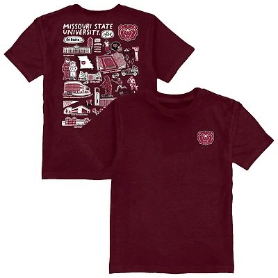 Youth Vive La Fete Maroon Missouri State University Bears Impressions Artwork T-Shirt