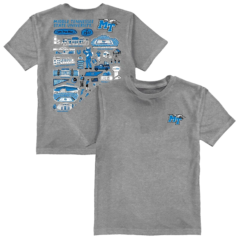 Youth Vive La Fete Gray MTSU Blue Raiders Impressions Artwork T-Shirt