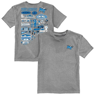 Youth Vive La Fete Gray MTSU Blue Raiders Impressions Artwork T-Shirt