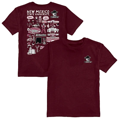 Youth Vive La Fete Crimson New Mexico State Aggies Impressions Artwork T-Shirt