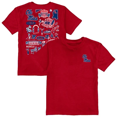 Youth Vive La Fete Red Ole Miss Rebels Impressions Artwork T-Shirt