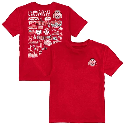 Youth Vive La Fete Scarlet Ohio State Buckeyes Impressions Artwork T-Shirt