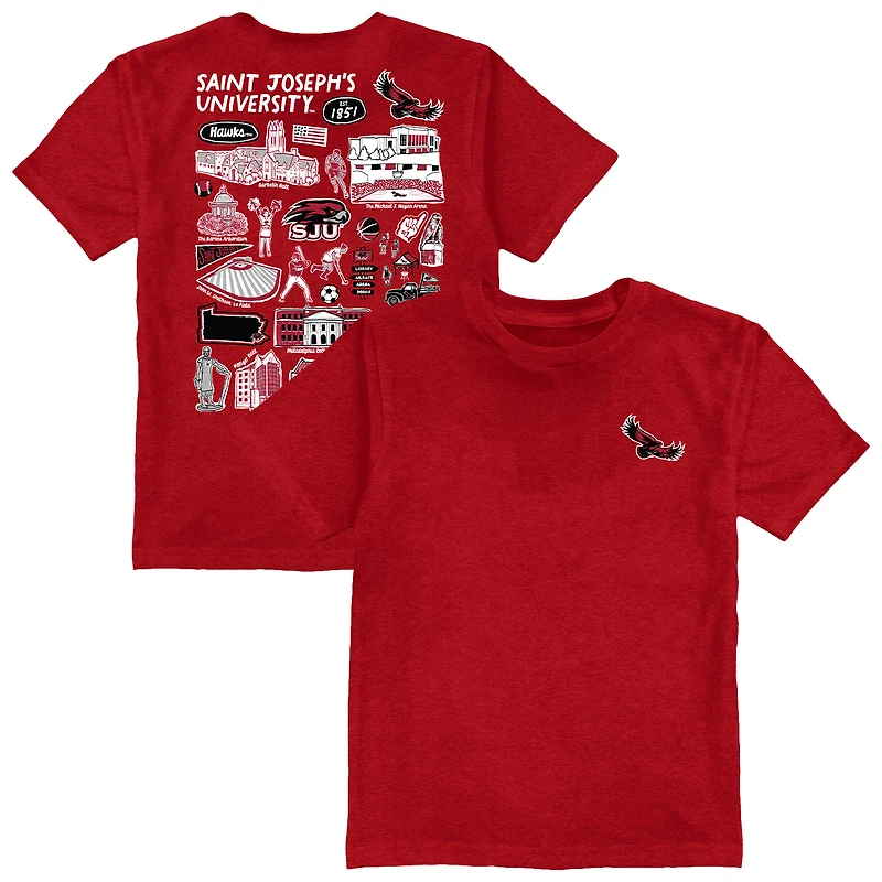 Youth Vive La Fete Crimson Saint Joseph's Hawks Impressions Artwork T-Shirt
