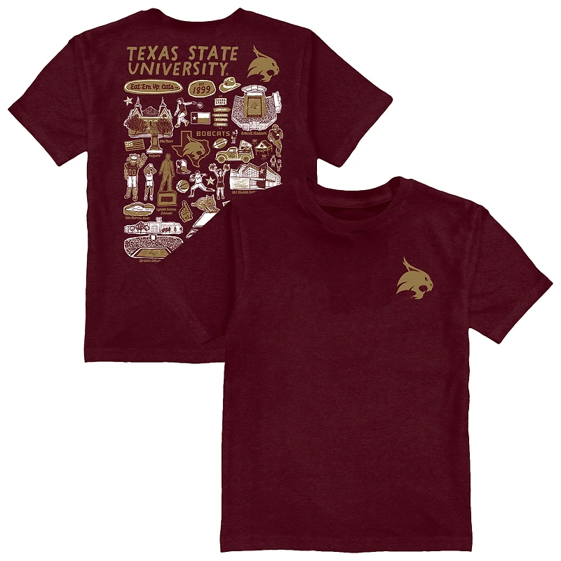 Youth Vive La Fete Maroon Texas State Bobcats Impressions Artwork T-Shirt