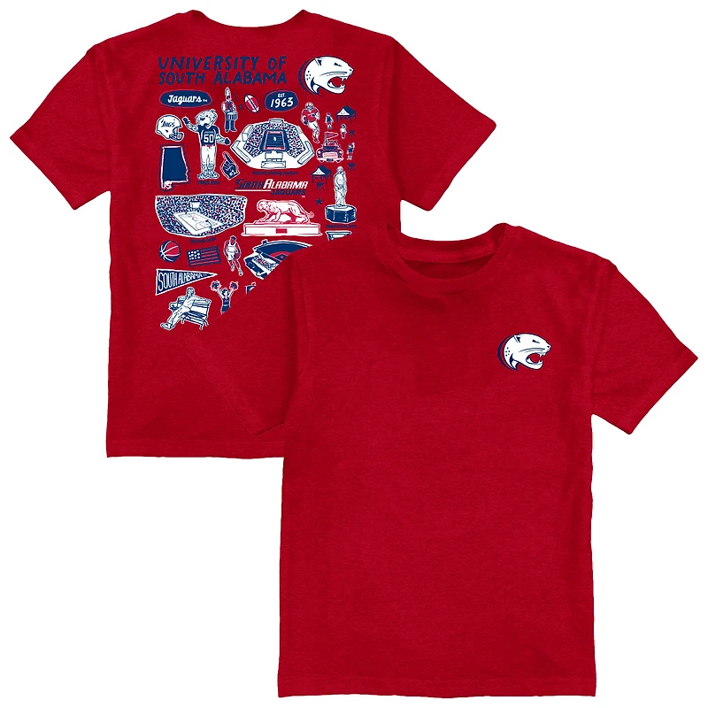 Youth Vive La Fete Red South Alabama Jaguars Impressions Artwork T-Shirt