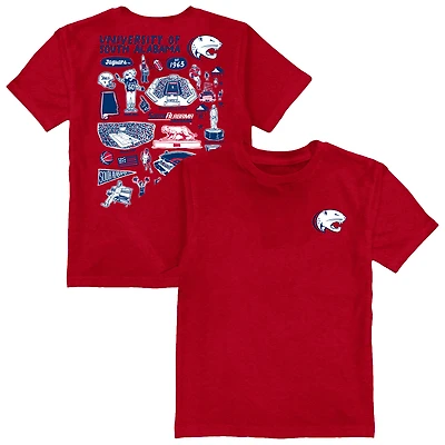 Youth Vive La Fete Red South Alabama Jaguars Impressions Artwork T-Shirt