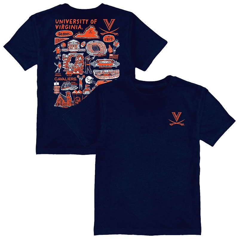 Youth Vive La Fete Navy Virginia Cavaliers Impressions Artwork T-Shirt