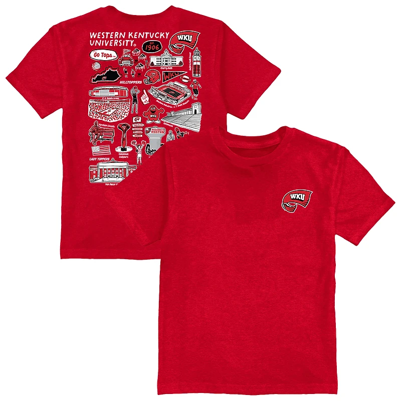 Youth Vive La Fete Red Western Kentucky Hilltoppers Impressions Artwork T-Shirt