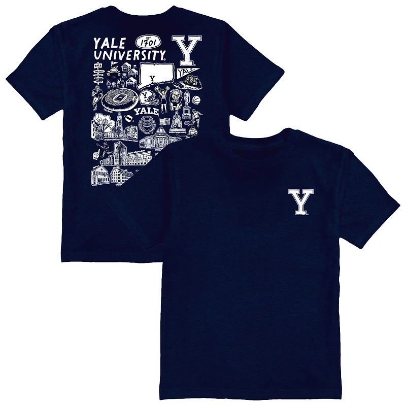 Youth Vive La Fete Navy Yale Bulldogs Impressions Artwork T-Shirt