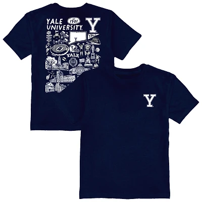 Youth Vive La Fete Navy Yale Bulldogs Impressions Artwork T-Shirt