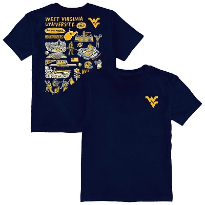 Youth Vive La Fete Navy West Virginia Mountaineers Impressions Artwork T-Shirt