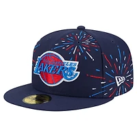Men's New Era  Navy Los Angeles Lakers Americana Fireworks 59FIFTY Fitted Hat