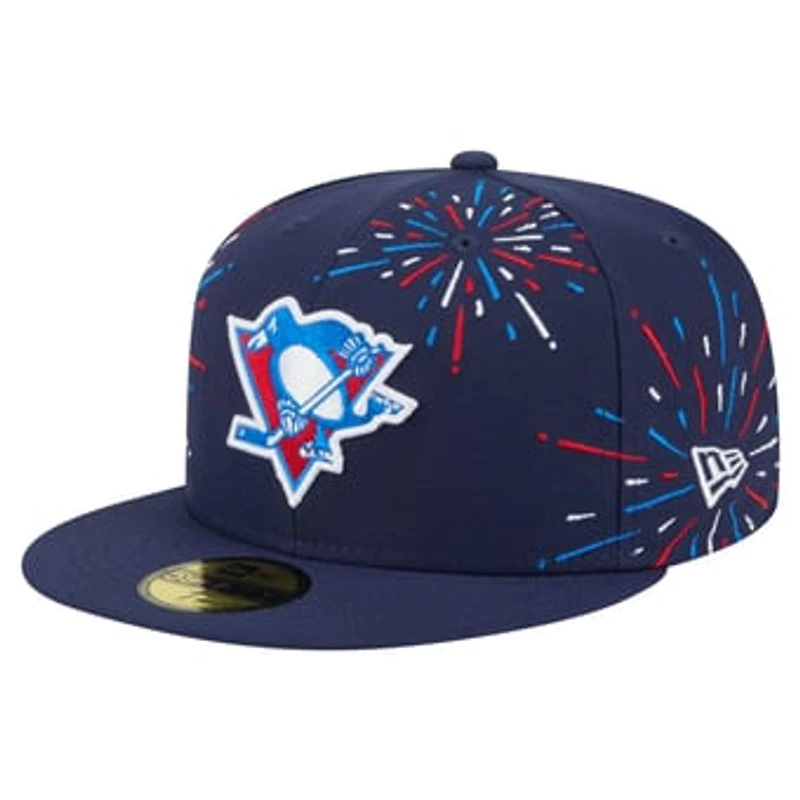 Men's New Era  Navy Pittsburgh Penguins Americana Fireworks 59FIFTY Fitted Hat