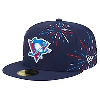Men's New Era  Navy Pittsburgh Penguins Americana Fireworks 59FIFTY Fitted Hat