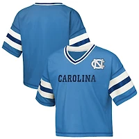 Girls Youth Outerstuff Carolina Blue North Tar Heels Gridiron Jersey V-Neck T-Shirt