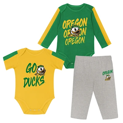 Infant Outerstuff Green/Yellow Oregon Ducks Double Down Bodysuit and Pants 3-Piece Set