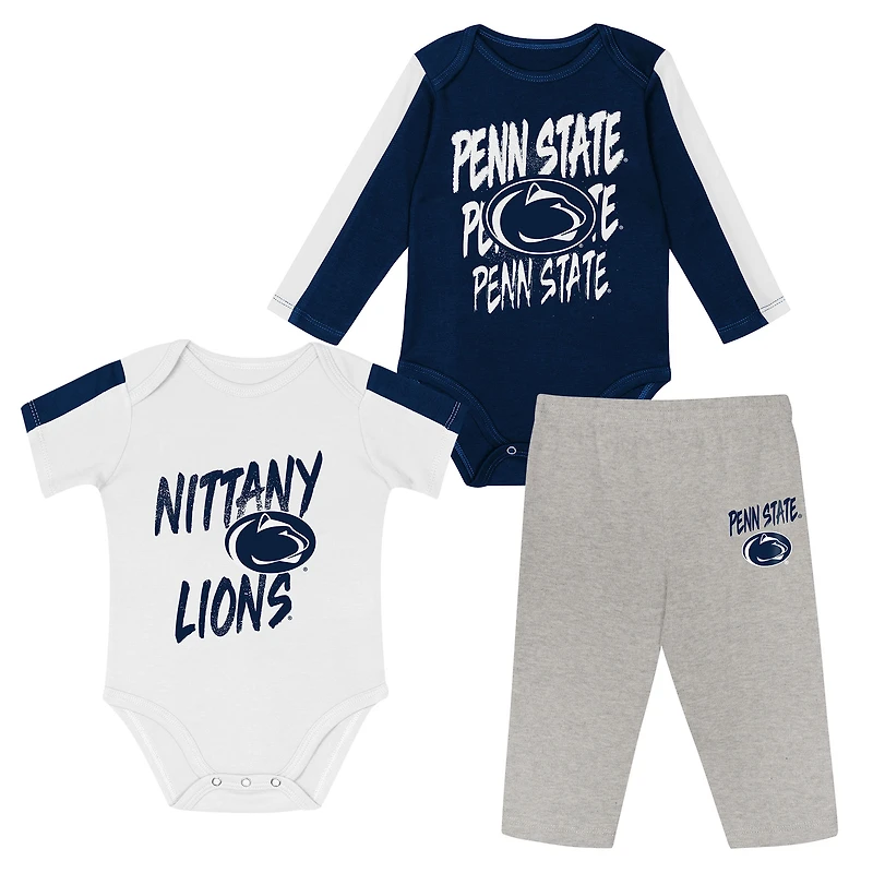 Infant Outerstuff Navy/White Penn State Nittany Lions Double Down Bodysuit and Pants 3-Piece Set