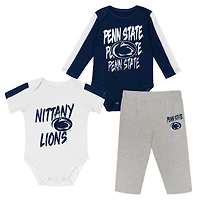 Infant Outerstuff Navy/White Penn State Nittany Lions Double Down Bodysuit and Pants 3-Piece Set