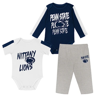 Infant Outerstuff Navy/White Penn State Nittany Lions Double Down Bodysuit and Pants 3-Piece Set