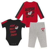 Infant Outerstuff Red/Black Georgia Bulldogs Double Down Bodysuit and Pants 3-Piece Set