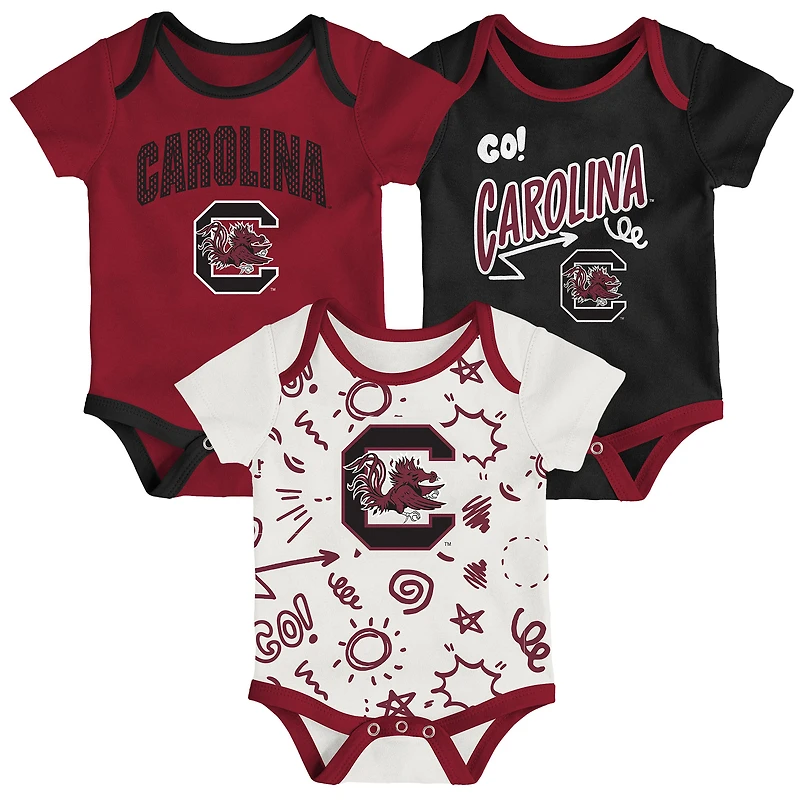 Newborn & Infant Outerstuff South Carolina Gamecocks Three-Pack All Day Play Bodysuit Set