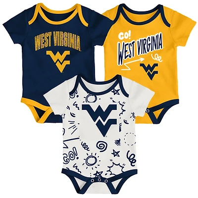 Newborn & Infant Outerstuff West Virginia Mountaineers Three-Pack All Day Play Bodysuit Set