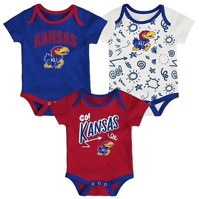 Newborn & Infant Outerstuff Kansas Jayhawks Three-Pack All Day Play Bodysuit Set